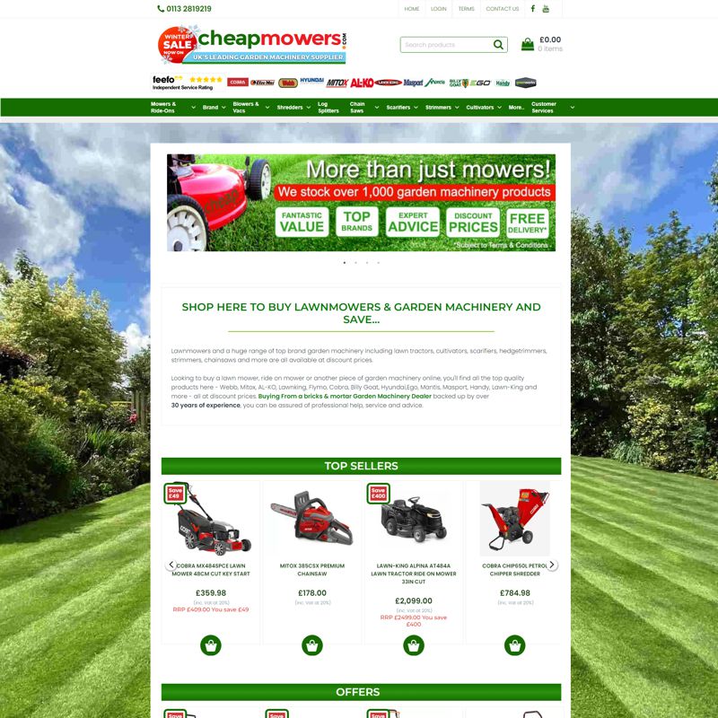 Website by Graphicz for Cheap Mowers