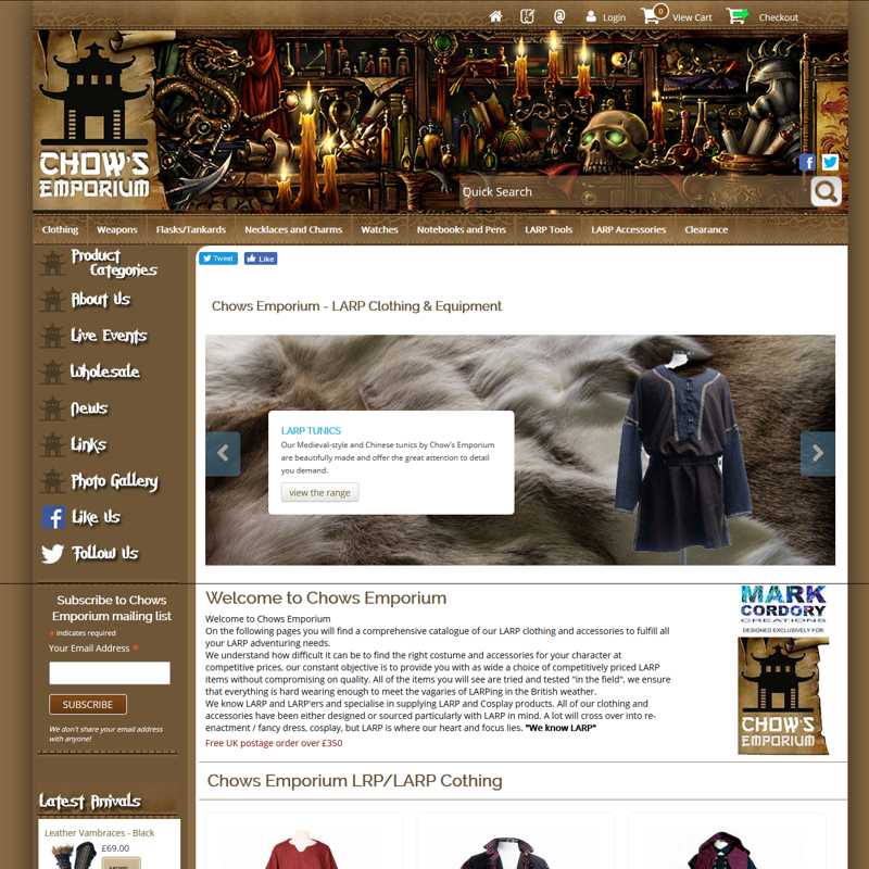 Website by Graphicz for Chows Emporium