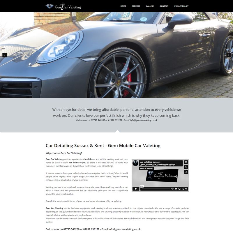 Website by Graphicz for Gem Mobile Car Valeting