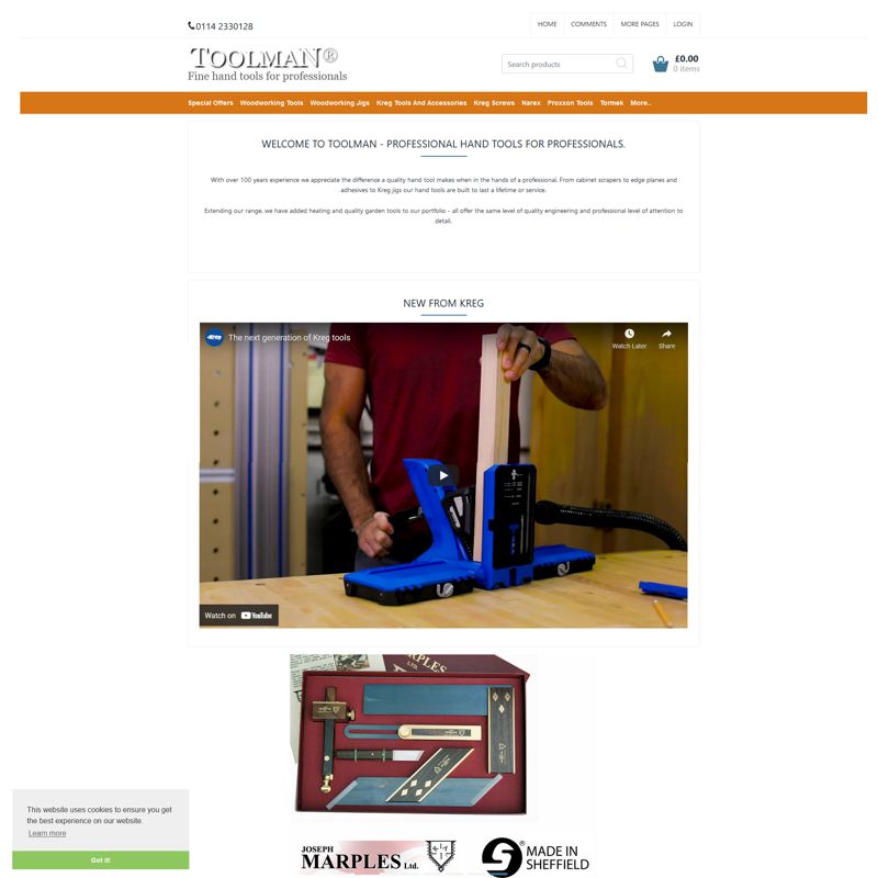 Website by Graphicz for Toolman fine handtools for professionals